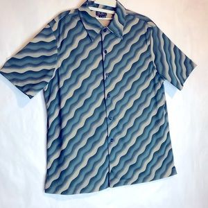 BCBG MAXAZRIA VINTAGE CROSS WAVE BLUE/GREY SIZE M